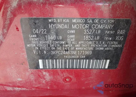 2022 Hyundai Accent Se from USA, damaged, VIN 3KPC24A63NE171969